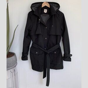 Gap Hooded Water Resistant Short Trench Coat Black Large